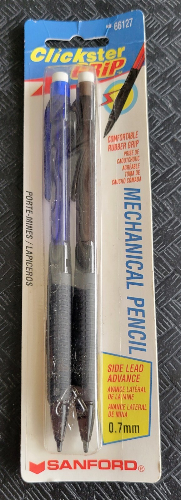 Sanford Clickster Grip Mechanical Pencil Two Pack 0.7mm Black Blue Vintage NOS