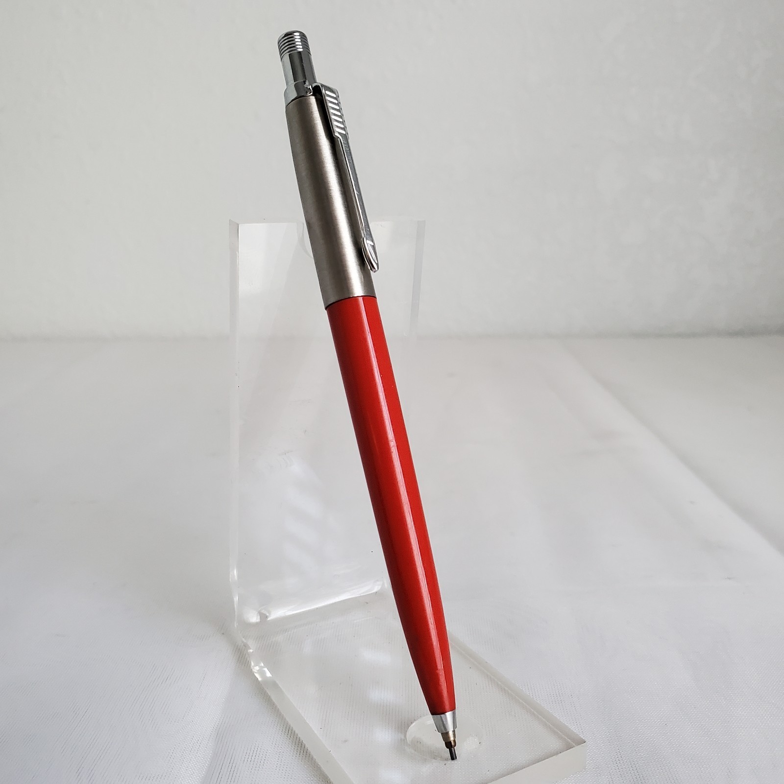 Parker Jotter Red Mechanical Pencil Brass Threads W/ Extra Blue Pen Refill