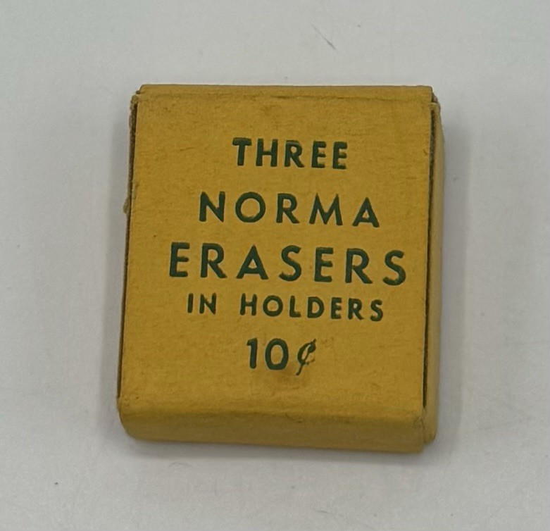 Small Vintage Box NORMA 8 Red Erasers in holders 10 cents RARE