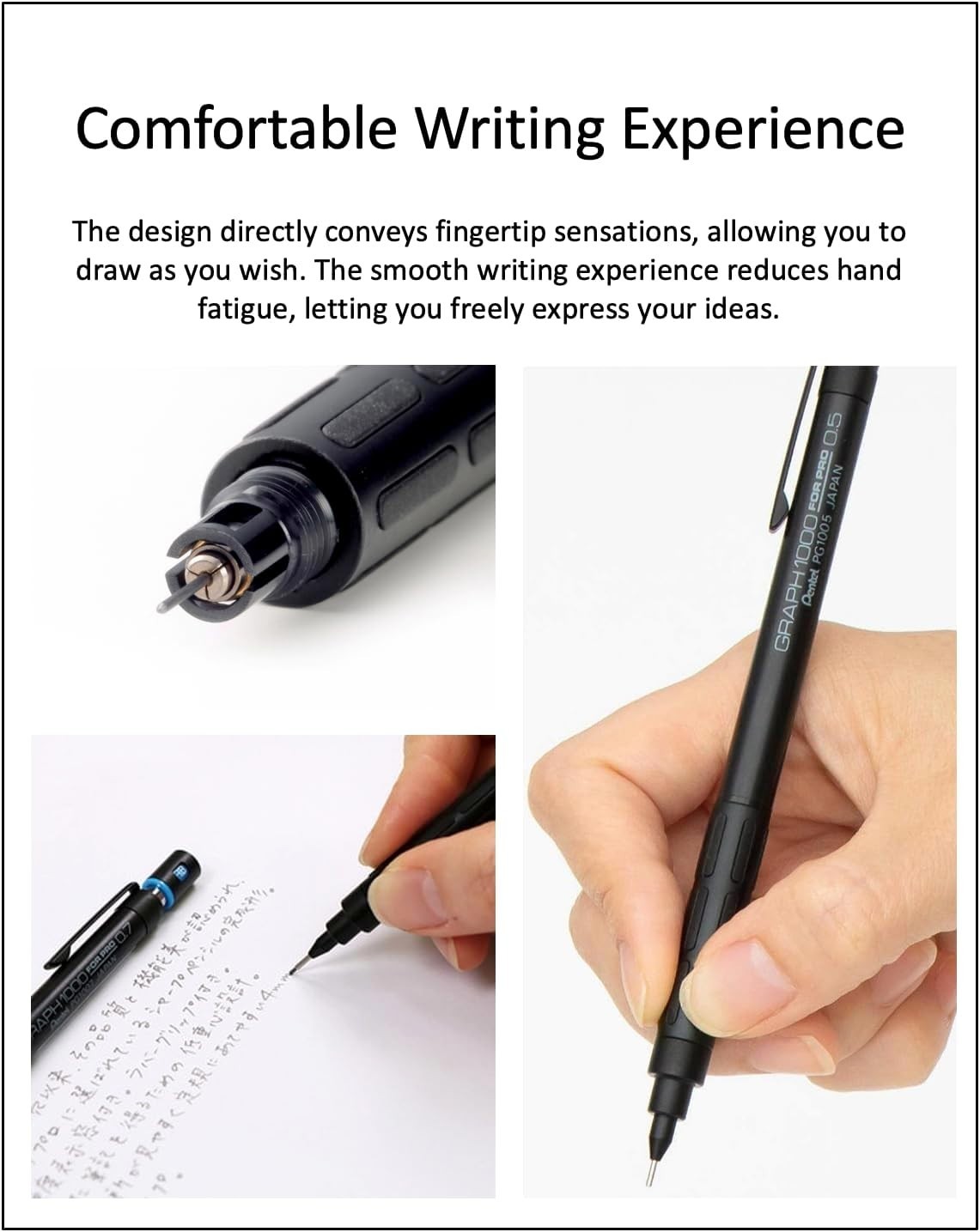 Pentel Graph 1000 for Pro 0.3mm Drafting Pencil Set with Ain Leads and Case