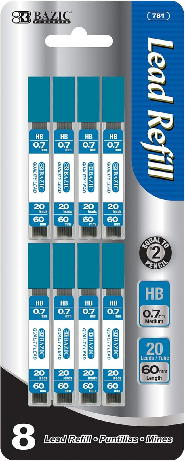 BAZIC Mechanical Pencil Lead Refills HB 0.7Mm (160 Count/Pack), Pencil Lead Refi