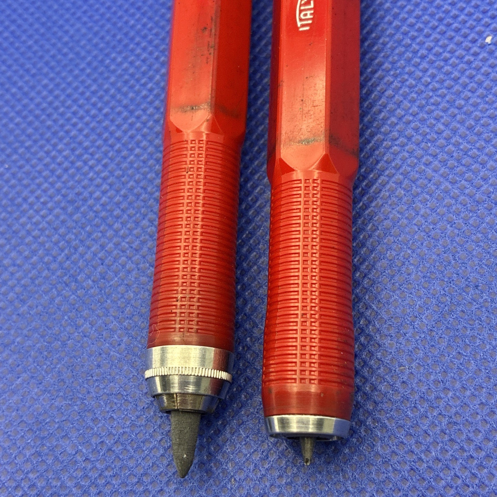 2 Vintage Koh-I-Noor Mechanical Technical Clutch Pencil #48 Red Jumbo Italy