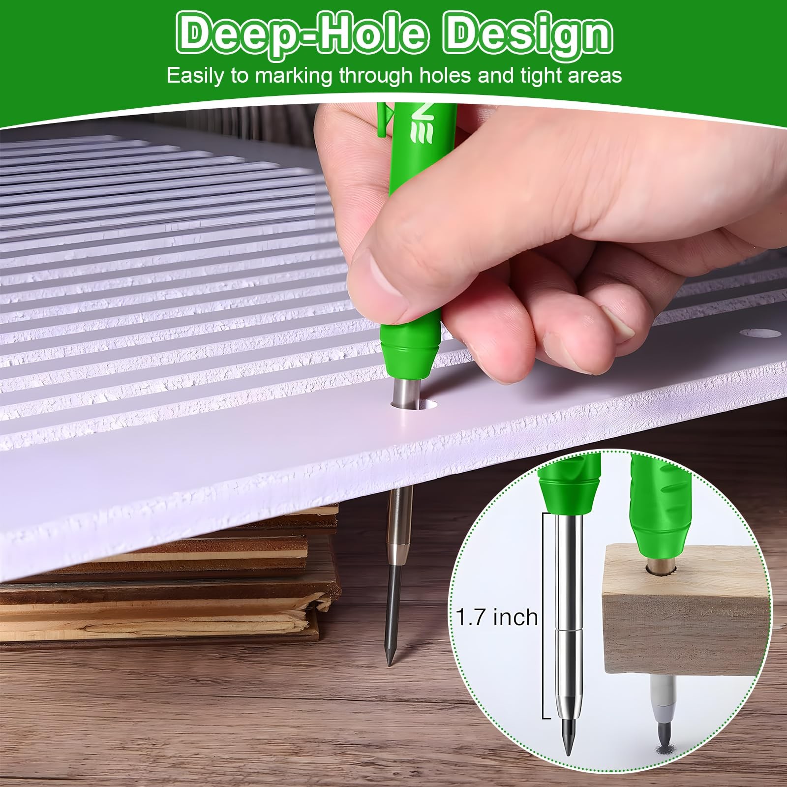 Hiboom 3 Pack Carpenter Pencils Set with 24 Refills, 2.8 mm Mechanical Carpenter
