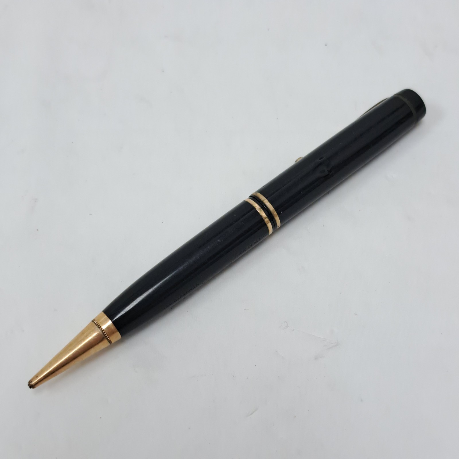 Vintage 1930s Parker USA Duofold Black Gold Trim Twist Mechanical Pencil 1.18mm