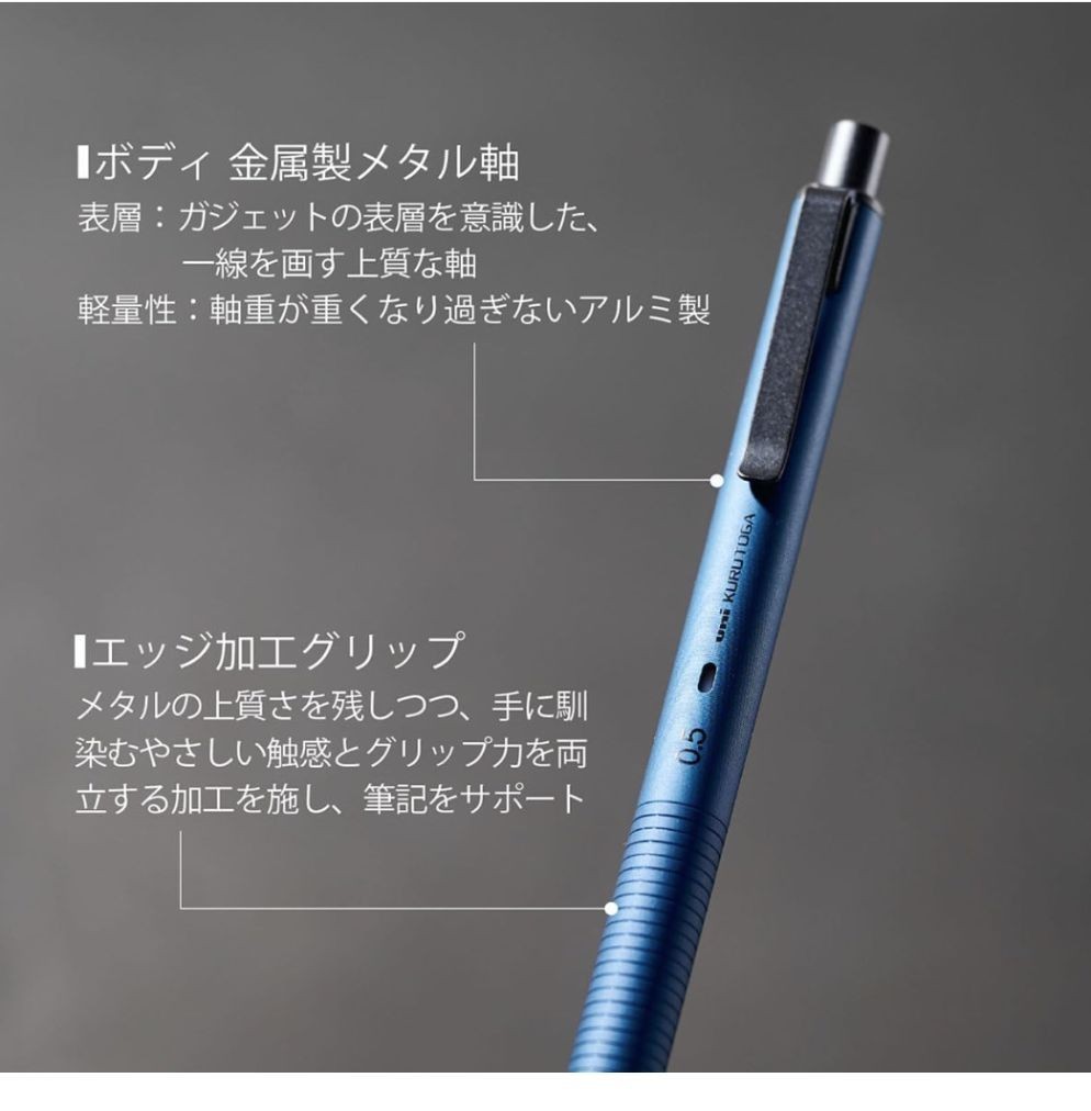 Uni Kuru Toga Metal 0.5mm Mechanical Pencil M5KH1P.10 Silent Blue New