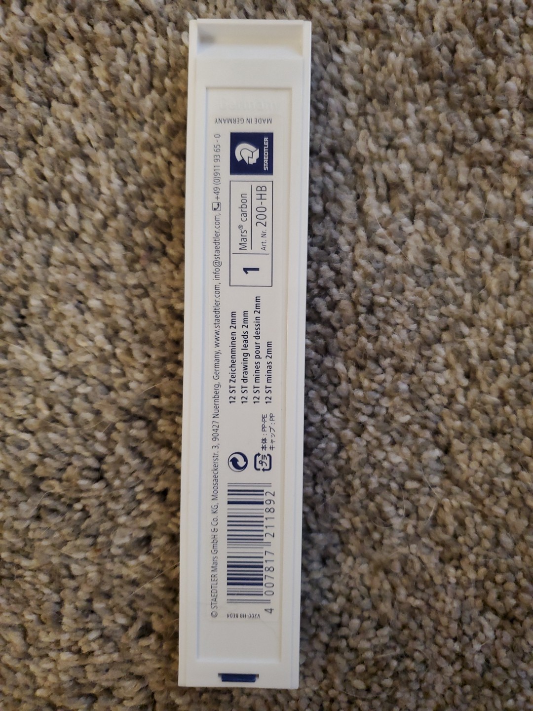 NEW Staedtler Mars Carbon Lead, 12 X 2Mm, Hb (200-Hb)