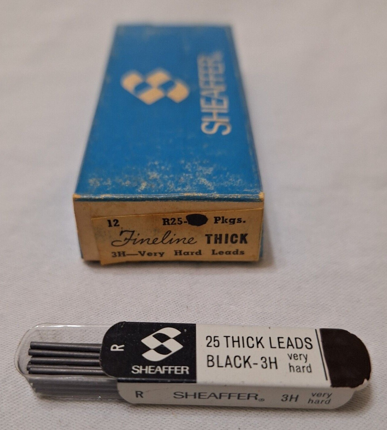 FULL BOX Sheaffer Fineline Thick Black Very Hard Type 3H-25 pc-12 Lot Orig. Box