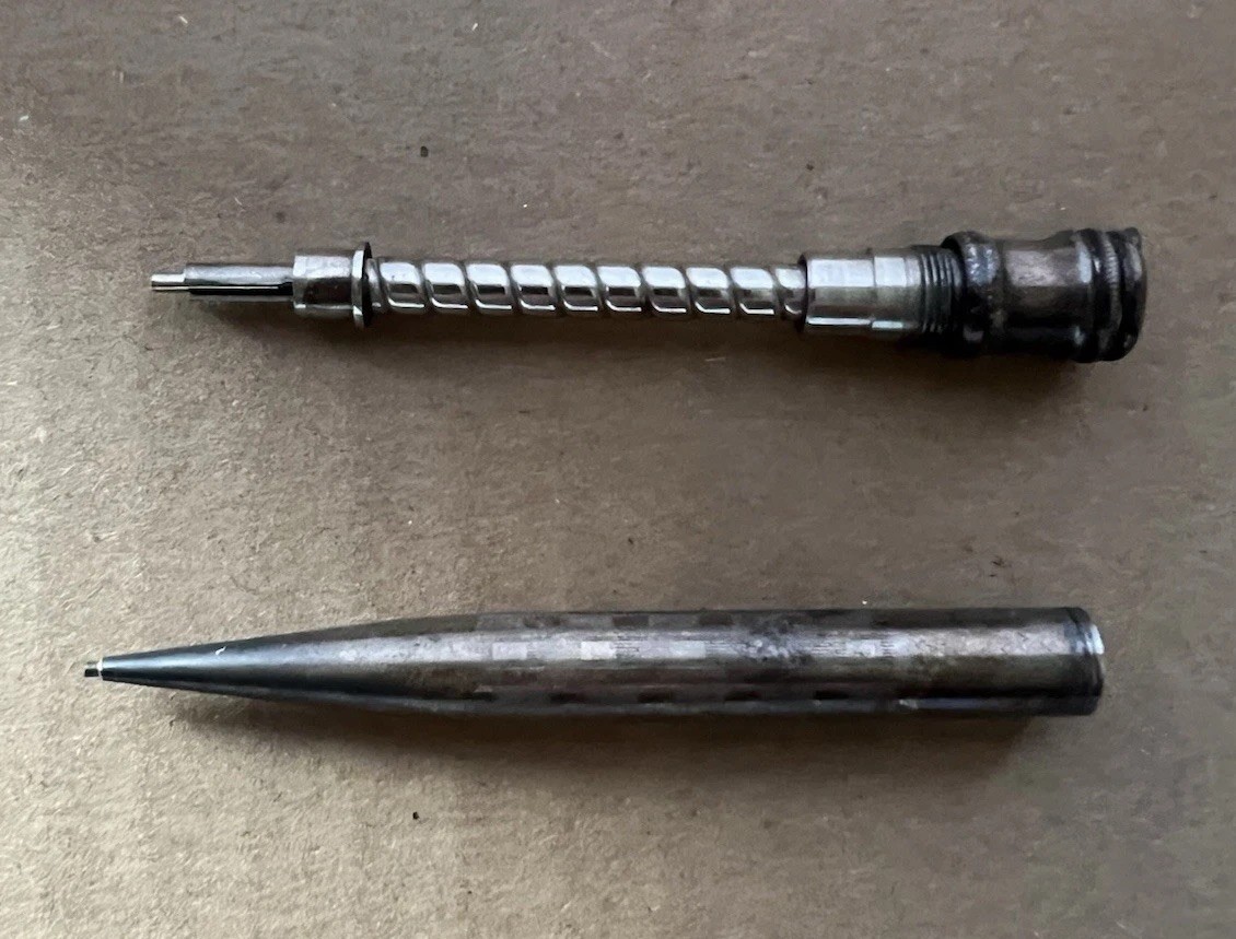 Vintage 1920s Ingersoll Redipoint Rolled Silver Mechanical Pencil Engine Turned