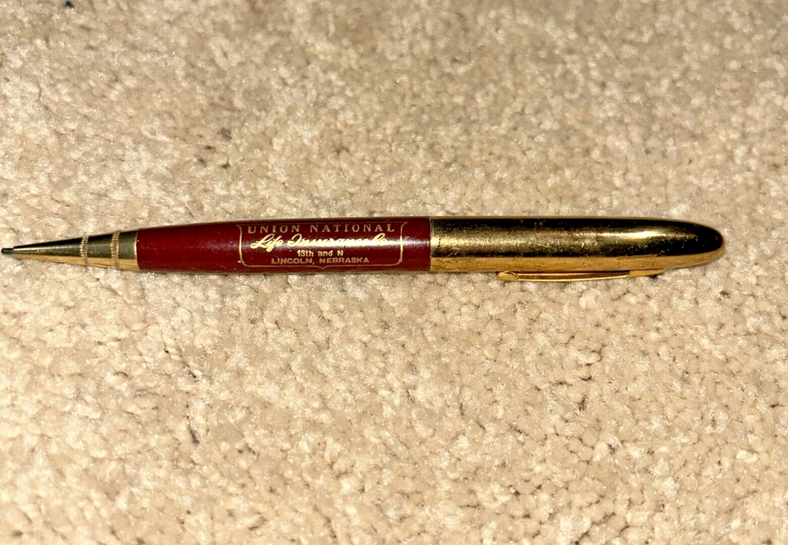Vintage UNION NATIONAL LIFE INSURANCE MeChanical Pencil LINCOLN NEBRASKA