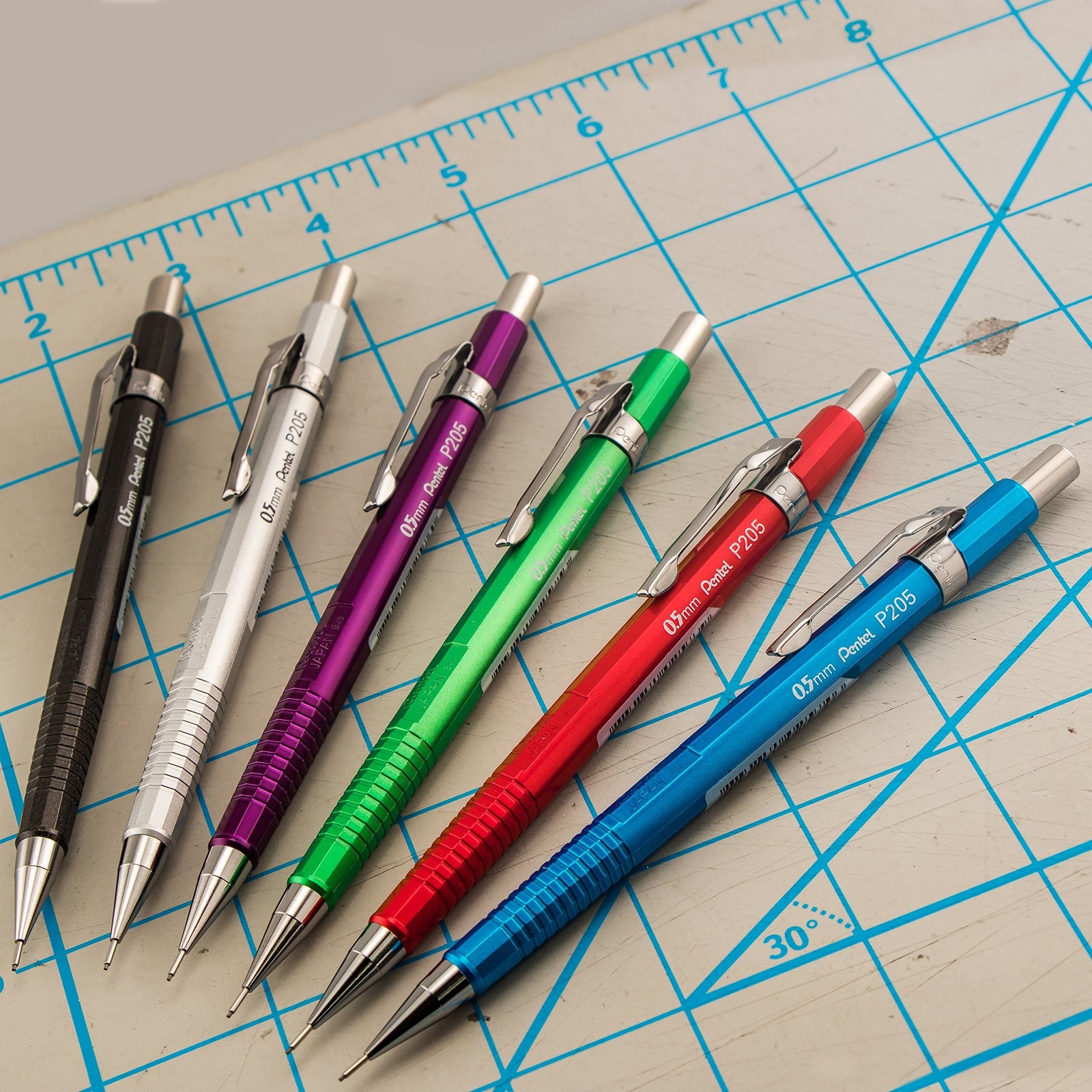 Pentel P205MC Mechanical Pencil 0.5mm Metallic Blue Barrel Box of 12