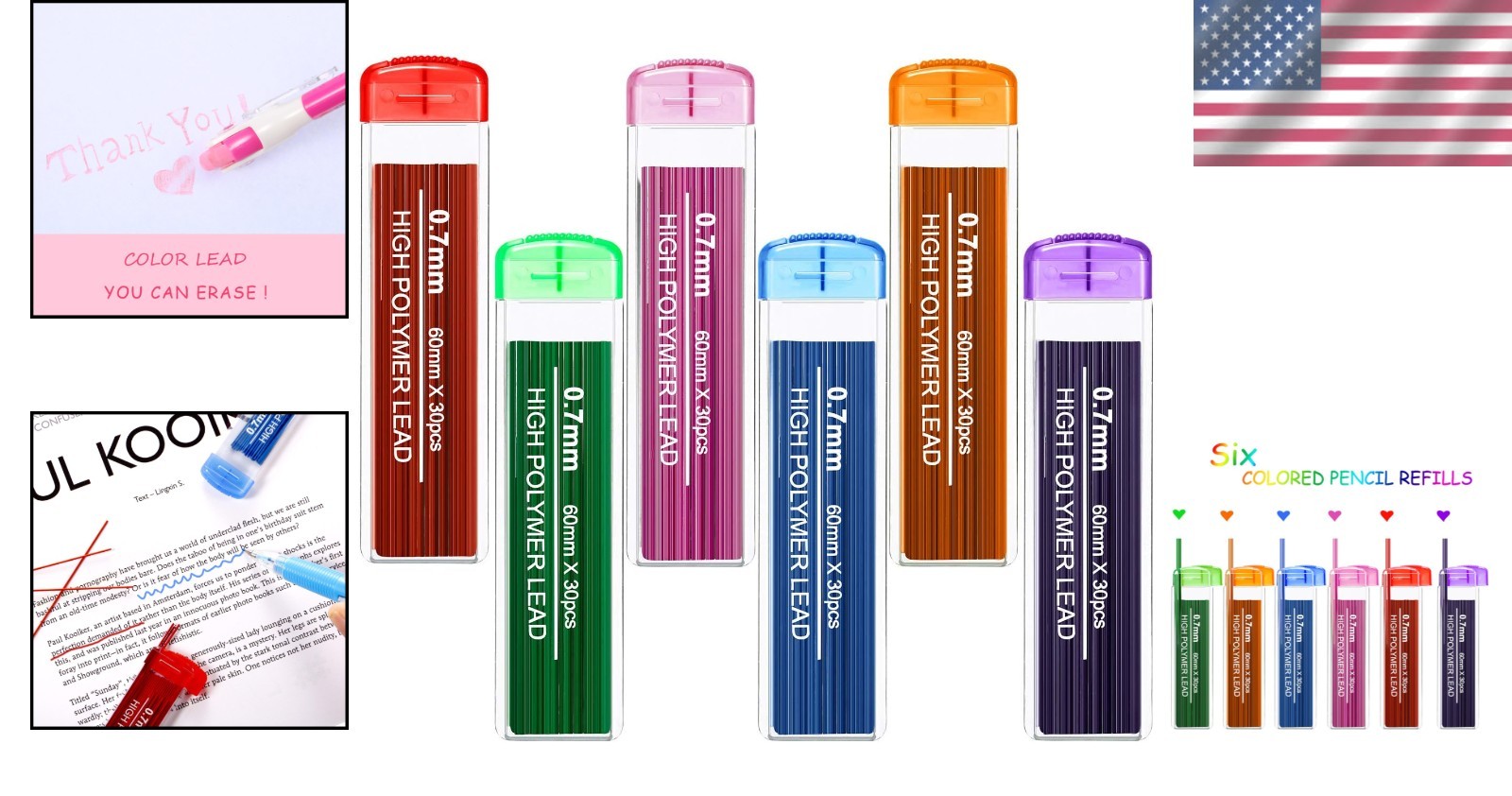 Color Pencil Lead Refills 0.7 mm Mechanical Lead Pencil Refills for Home Offi…