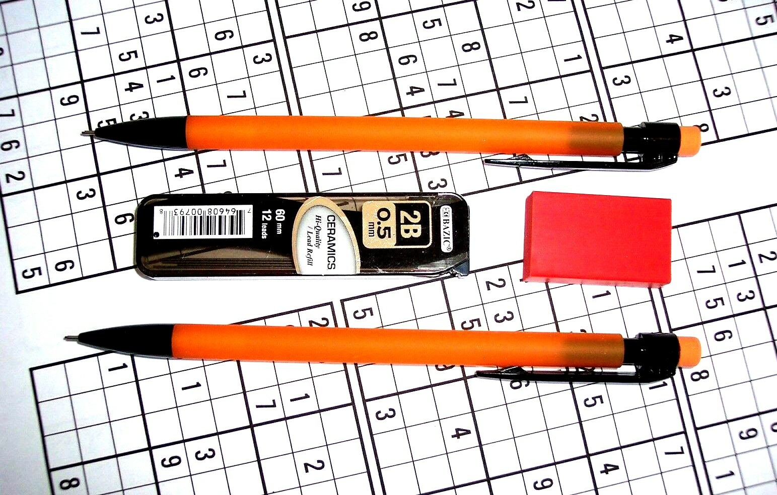 BEST Sudoku Pencils: 2 0.5mm Zebra Pencils, Eraser, and 2B Lead Refills!