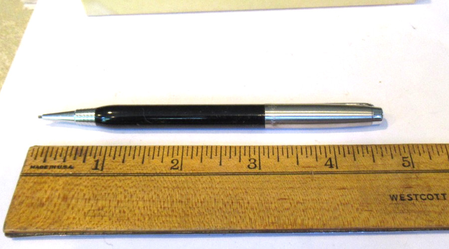 Vtg Parker 21 Black & Silver Advertising Mechanical Pencil Dome Top USA