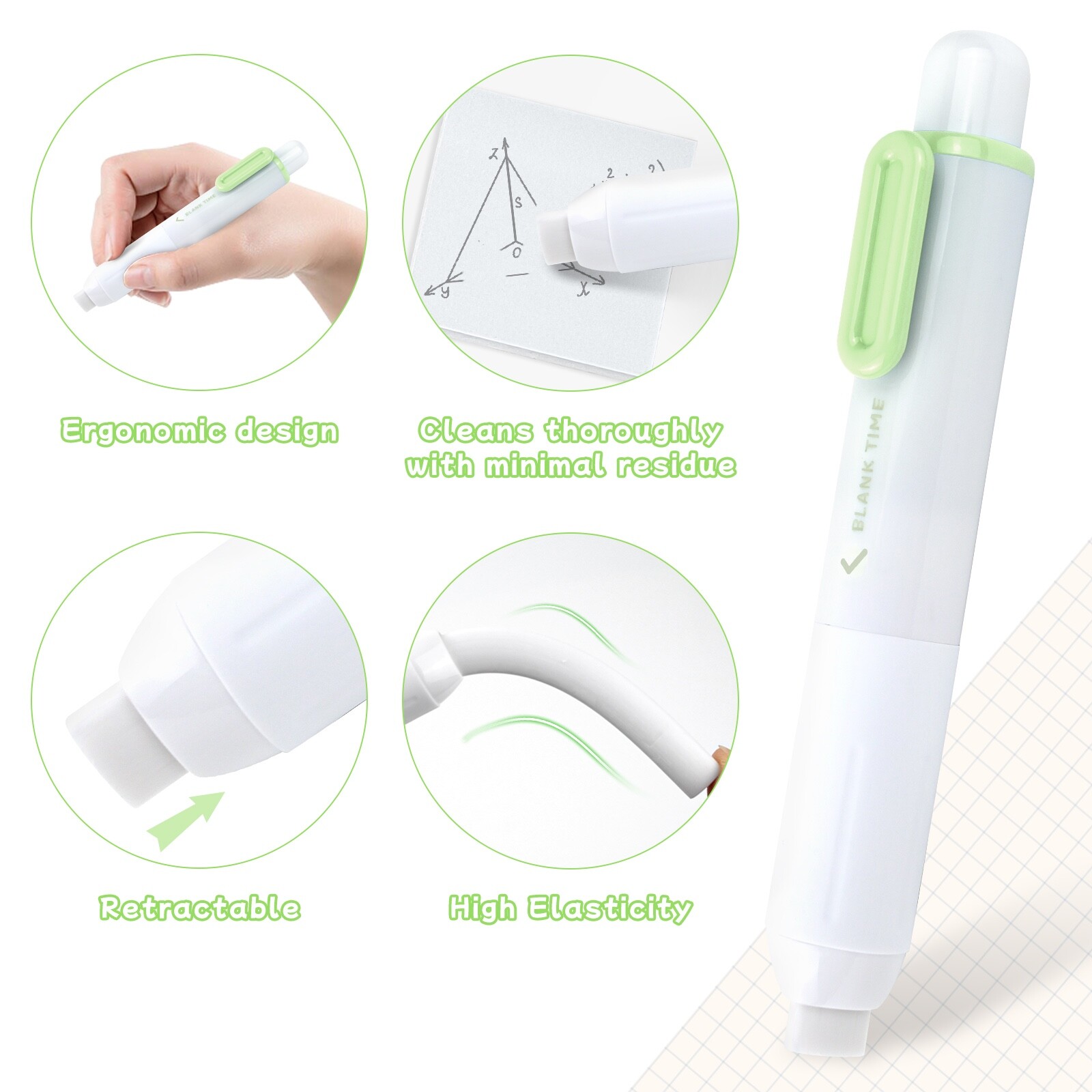 M&G Retractable Eraser (Green), 1-Count