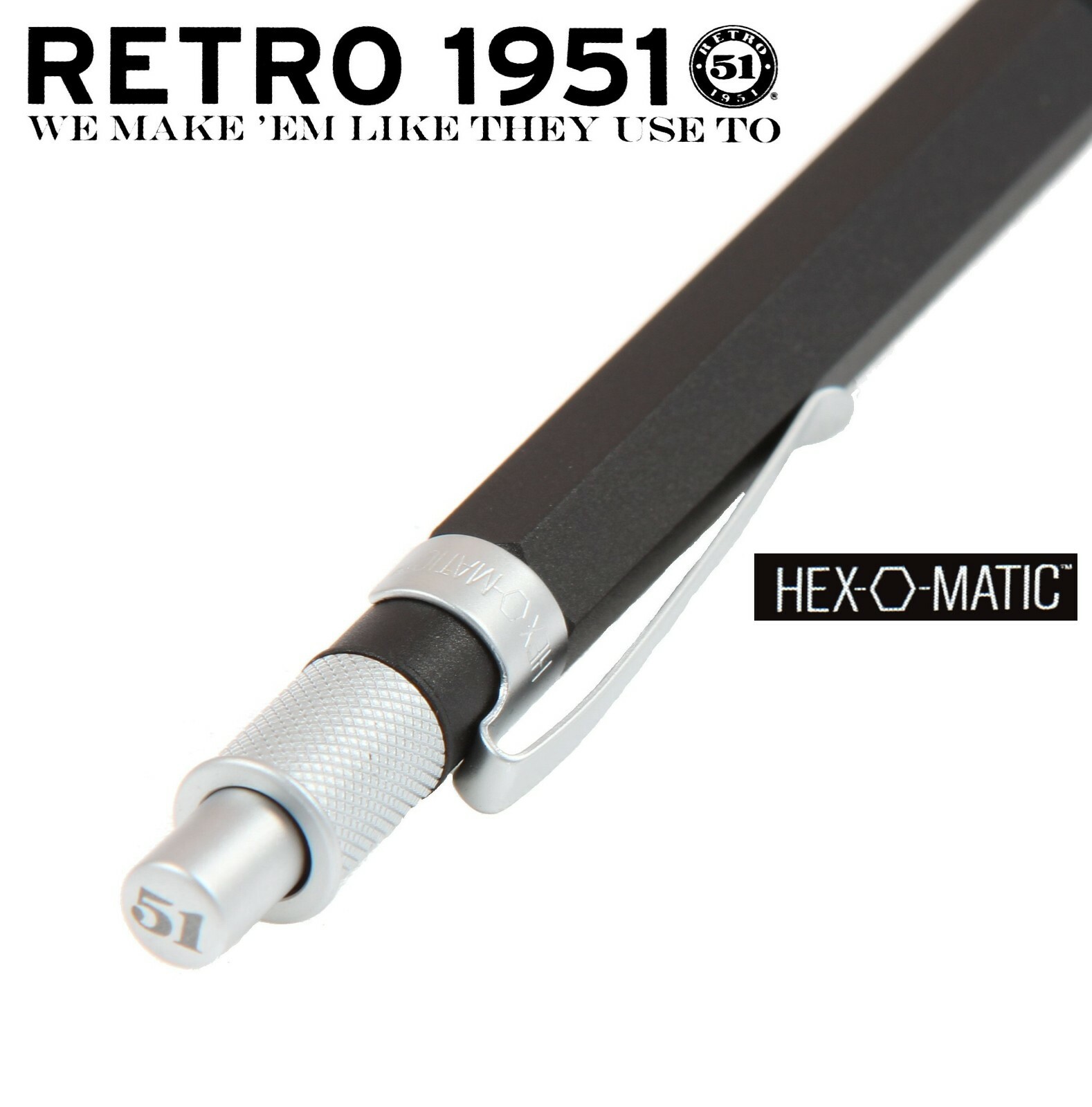 Retro 51 / Hex-o-matic Series Black 7mm Lead Pencil #HEX-601P