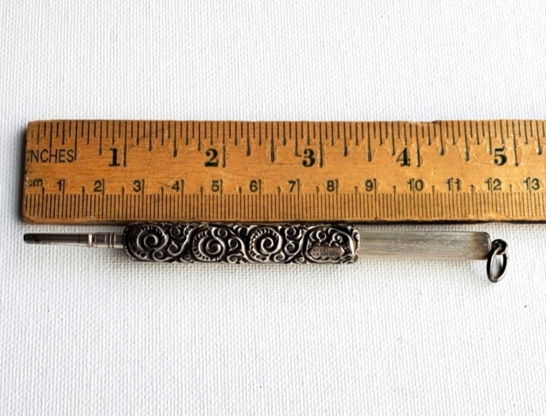 Antique Victorian 1800’s Chatelaine Ornate Sterling Silver925 Mechanical Pencil