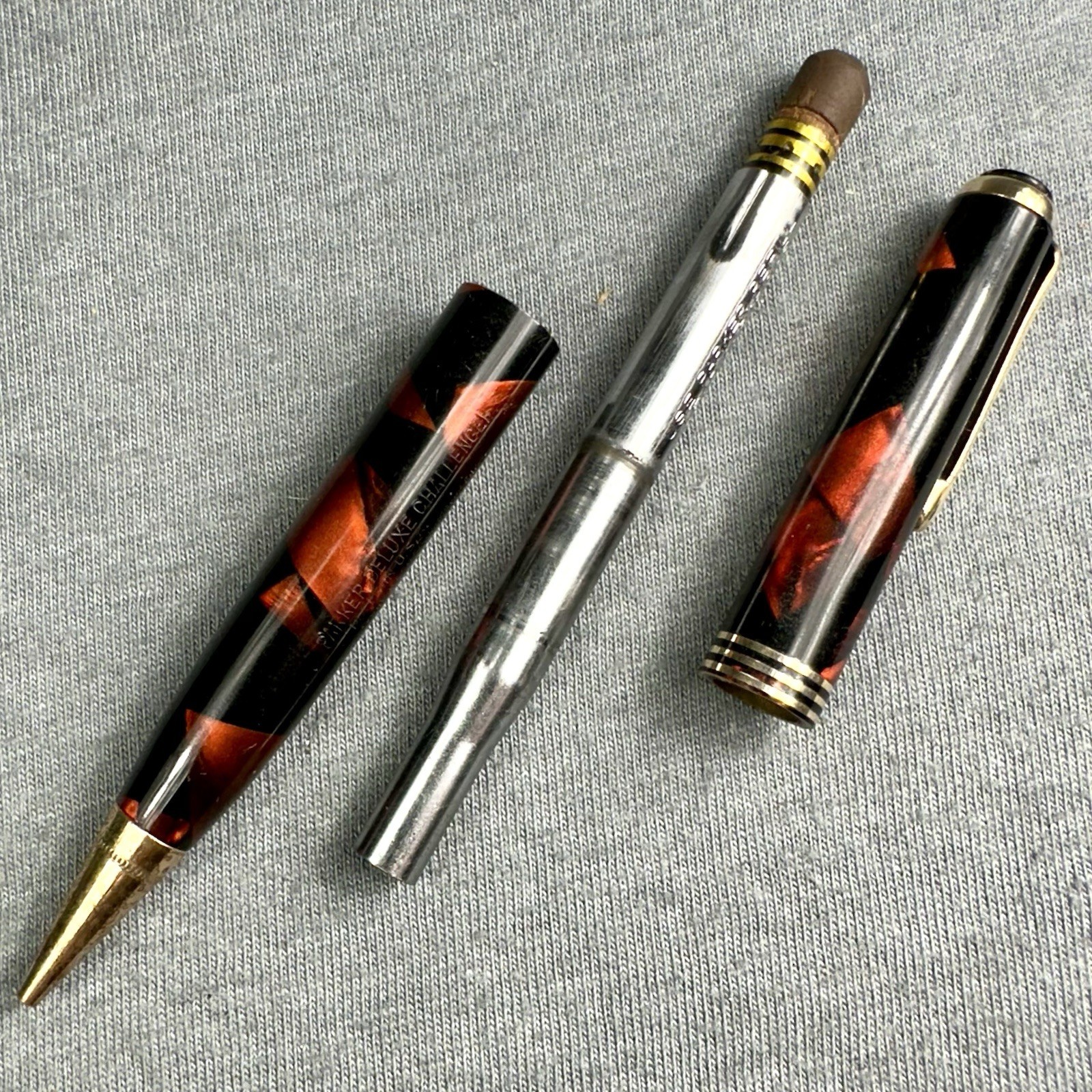 Repair: Parker Deluxe Challenger Pencil Red Black Marble Spade Clip Great Color