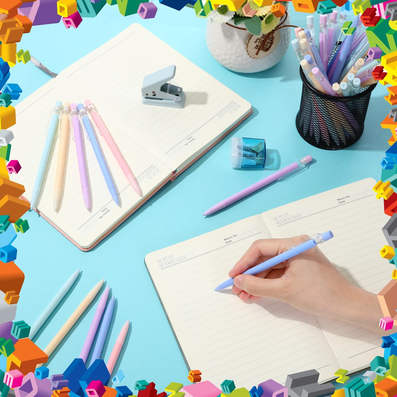 200 PCS 0.7mm Mechanical Pencils Eraser Bulk Colorful Multicolor