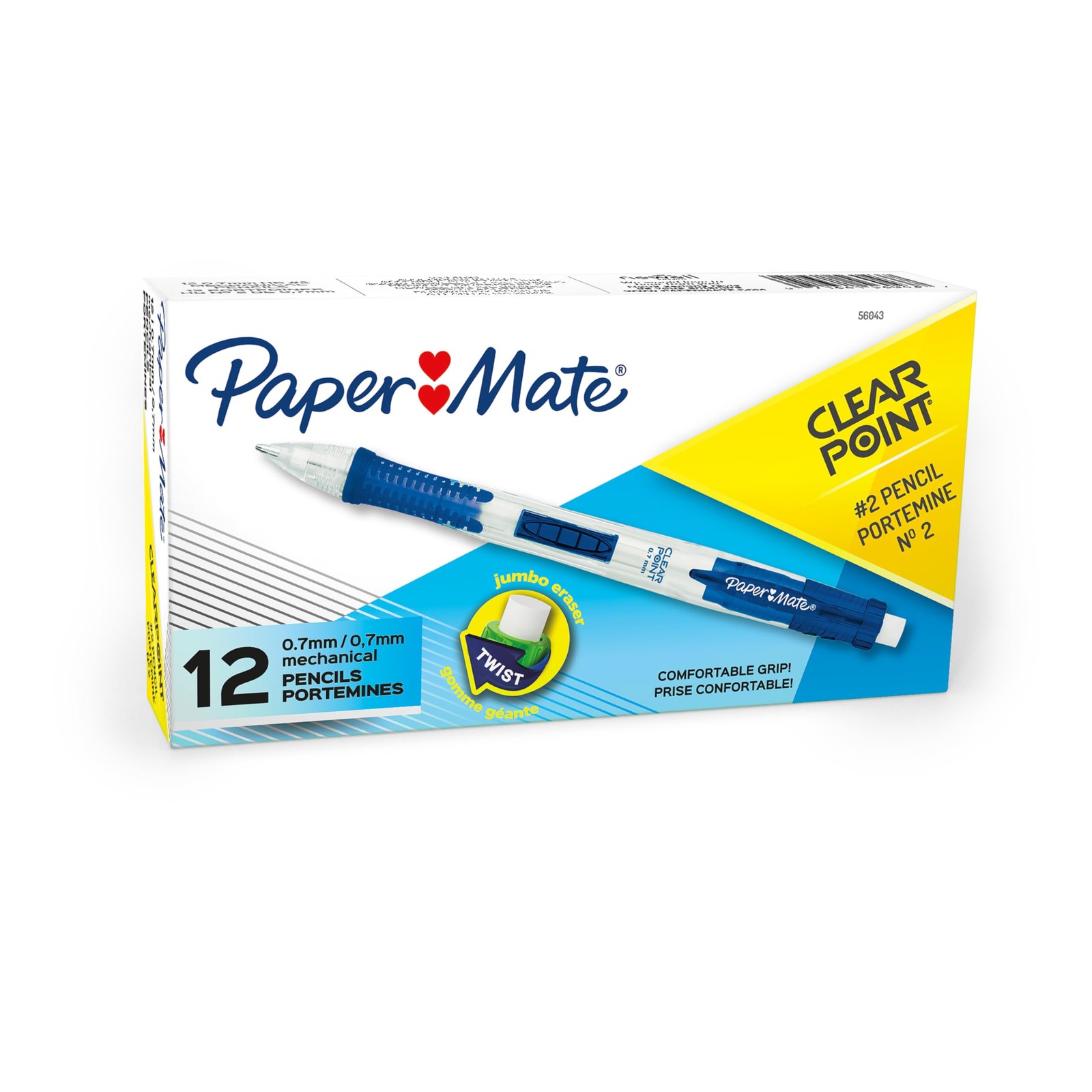 Paper Mate Clearpoint Mechanical Pencils, 1 Count (Pack of 12), Blue Barrels