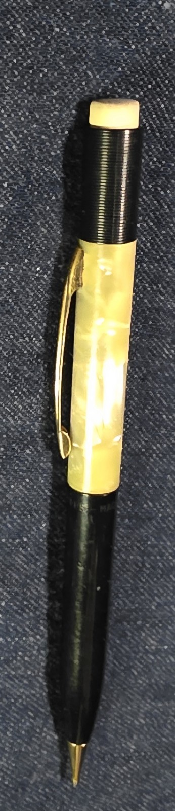 Vtg Sheaffers Mechanical Pencil Black Yellow Iridescent Marblish Swirl With Lead
