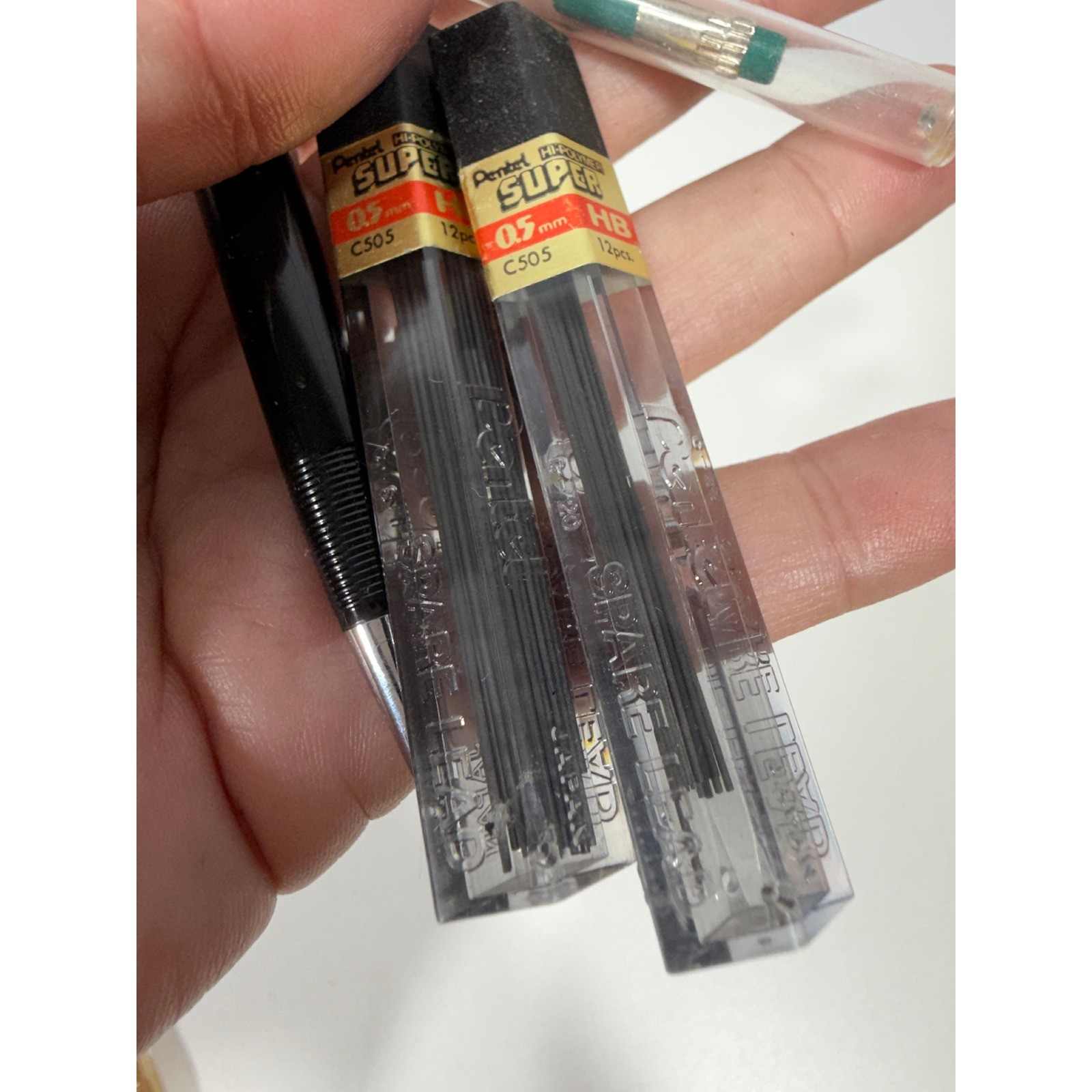 Pentel P225 Sharp Mechanical Pencil 0.5mm Black w HB Lead Refills and Erasers