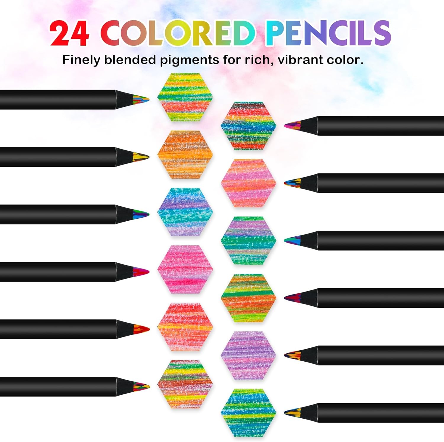 24 Pcs Rainbow Colored Pencils Art Supplies Drawing Coloring Set Gifts for Teens