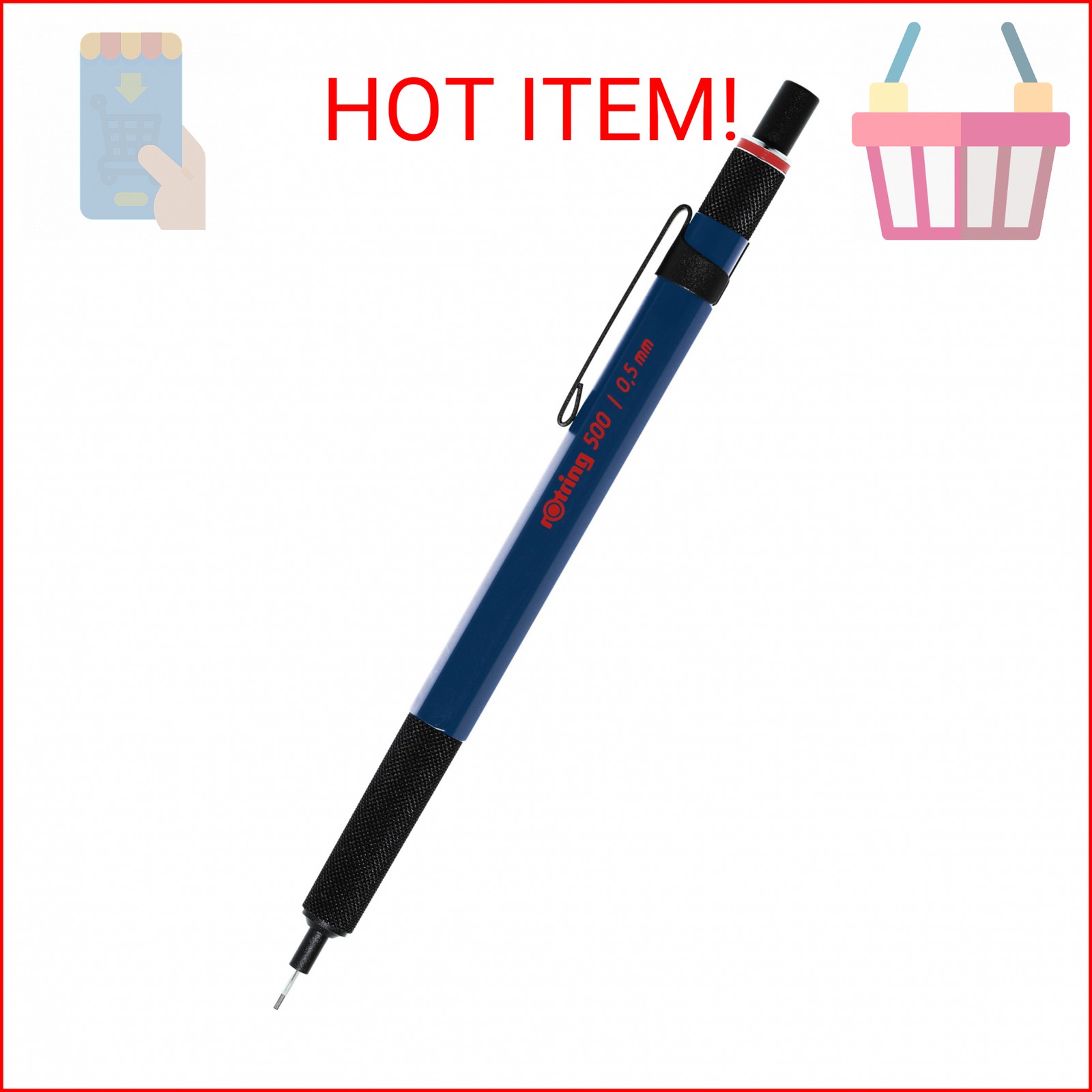Rotring 500 Mechanical Pencil, Blue Barrel, 0.5mm