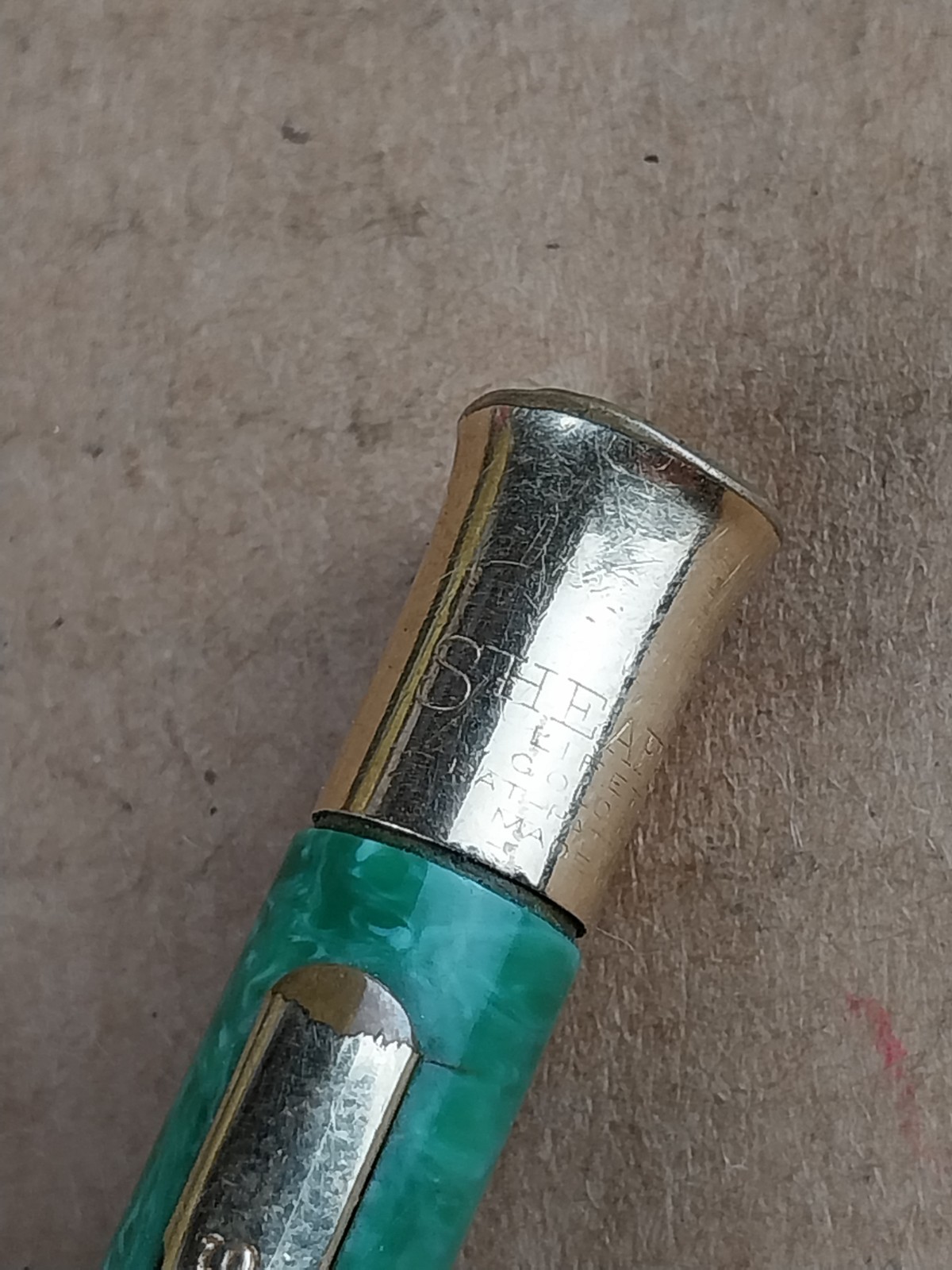 1920s Sheaffer’s Jade Green Life Time Mechanical Pencil Gold Trim Works