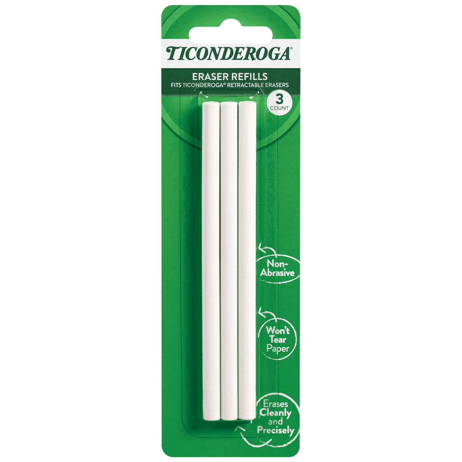 Retractable Eraser Refills, White, 3 Count, 6 Packs (X38003)