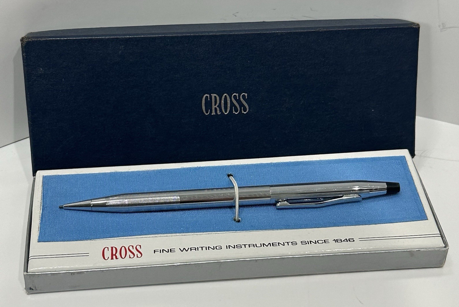 Vintage Cross Mechanical Pencil Chrome 5 1/4″ Long Monogrammed Made in USA IOB