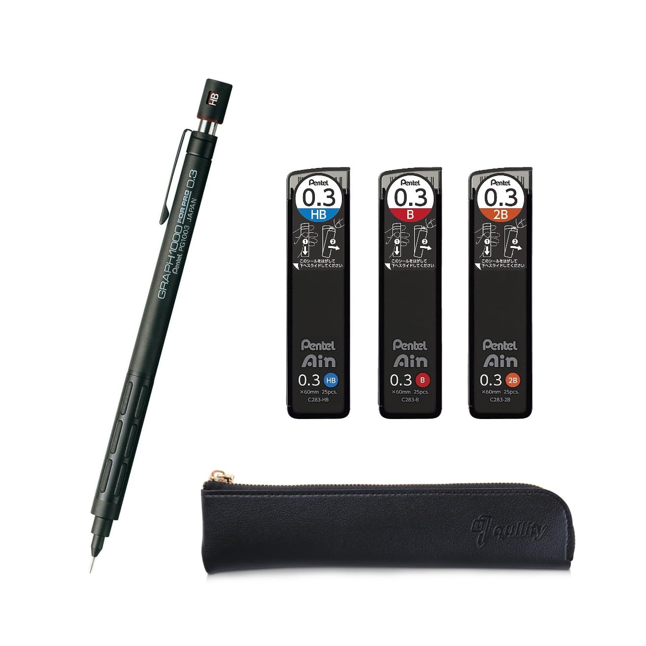 Graph 1000 for Pro Mechanical Drafting Pencil + Ain HB/B/2B leads, original B…