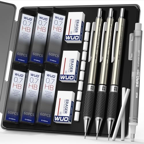 0.7mm Mechanical Pencil Set, 3PCS Metal Drafting Pencils with 3 Pack (0.7mm)