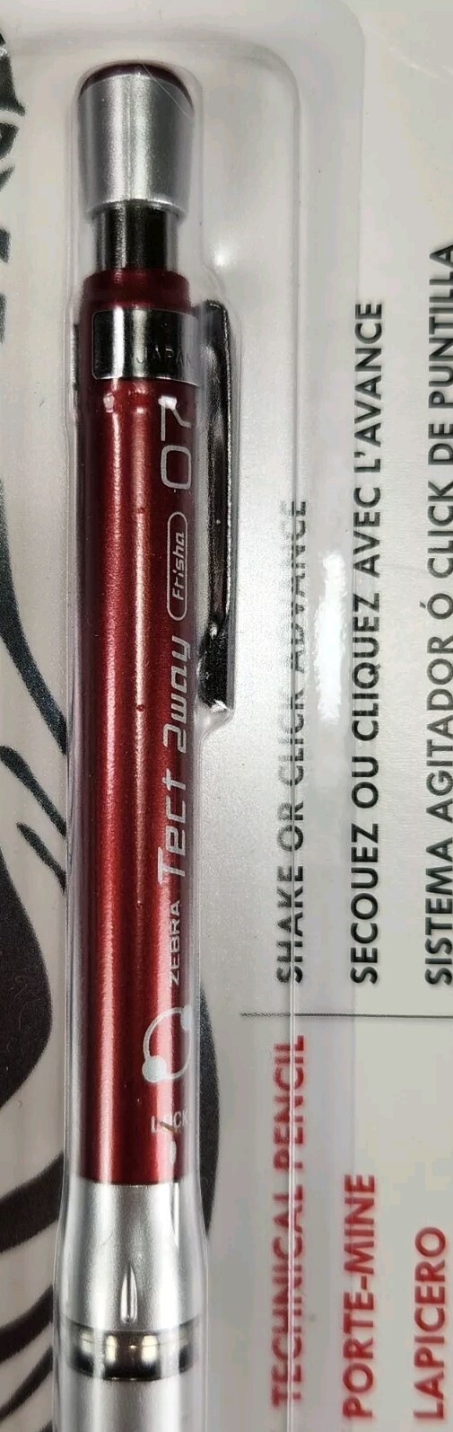 Lot of 2 Zebra TECT 2WAY TECHNICAL PENCIL Mechanical 0.7 mm New RED / SILVER