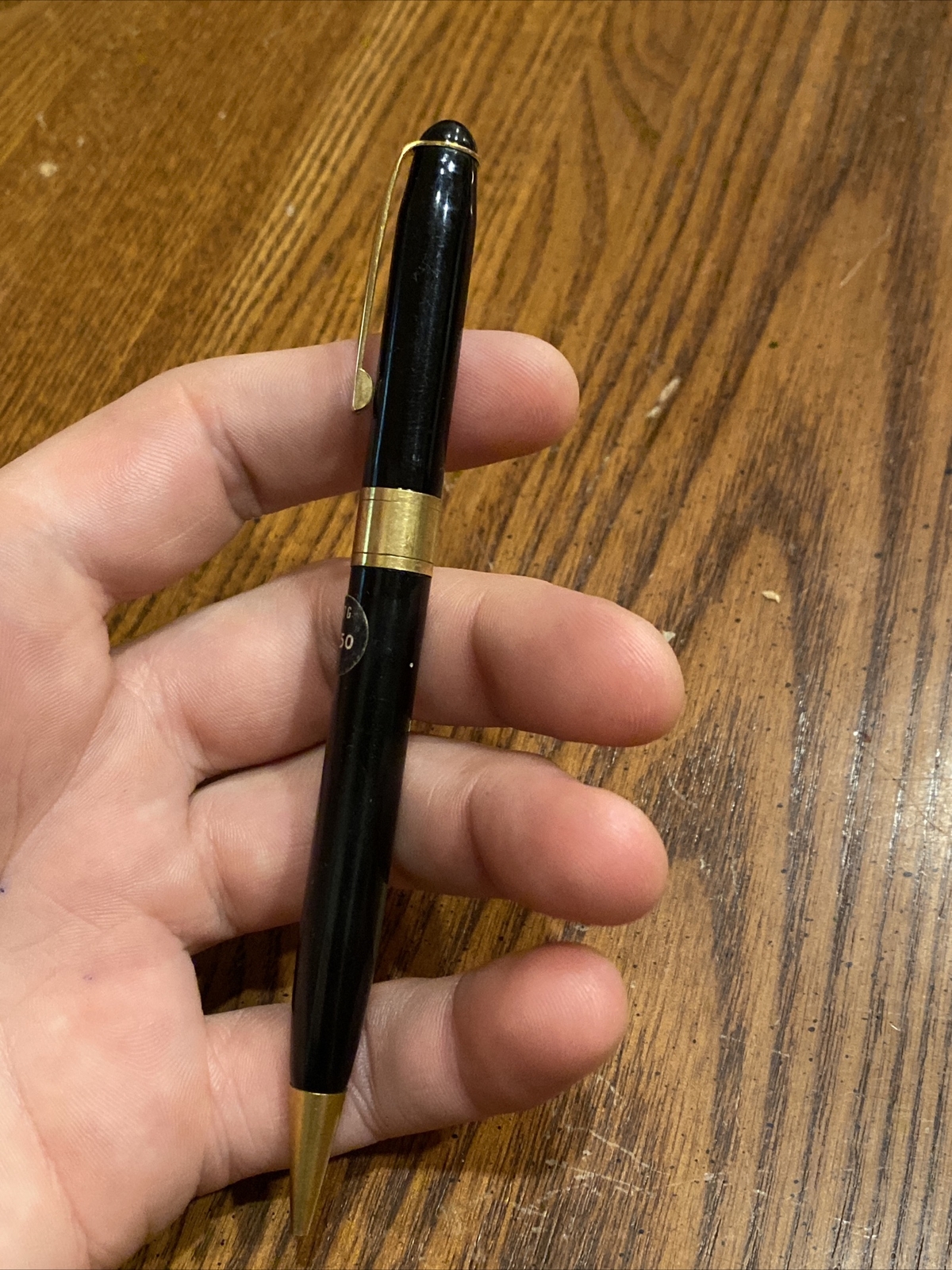 Vtg VENUS 047 G Mechanical Twist Pencil Black w Gold Tone Accents Original Label