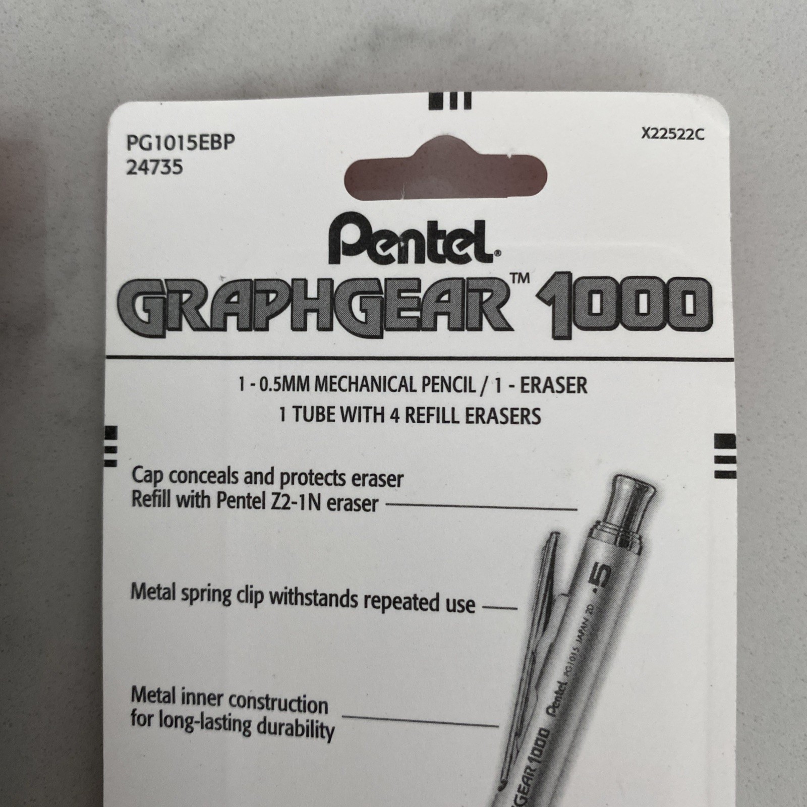 2 X Pentel Graphgear 500 PG525 & 1000 PG1015 0.5mm Mechanical Pencil NIB