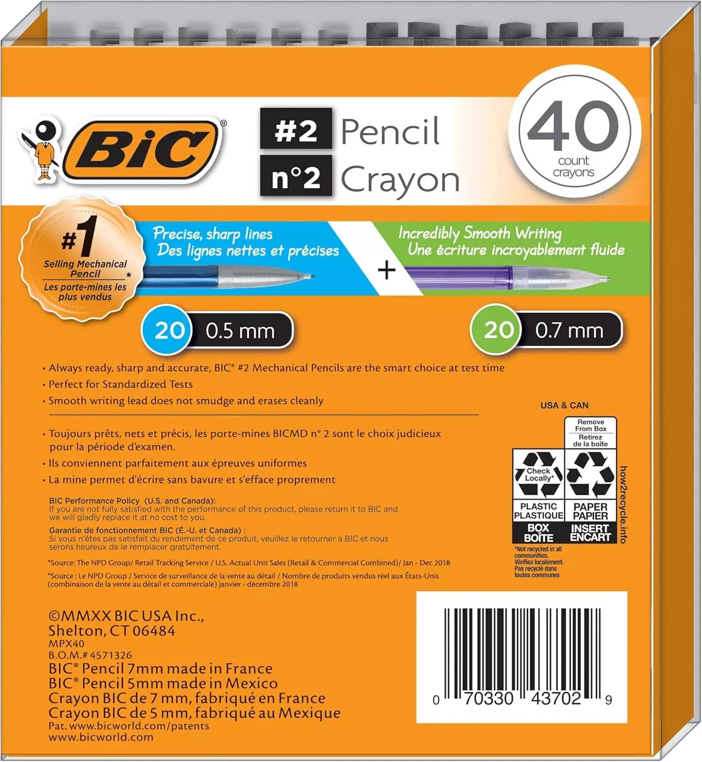 Mechanical Pencil #2 EXTRA SMOOTH, Variety Bulk Pack of 40, 20 0.5Mm with 20 0.7