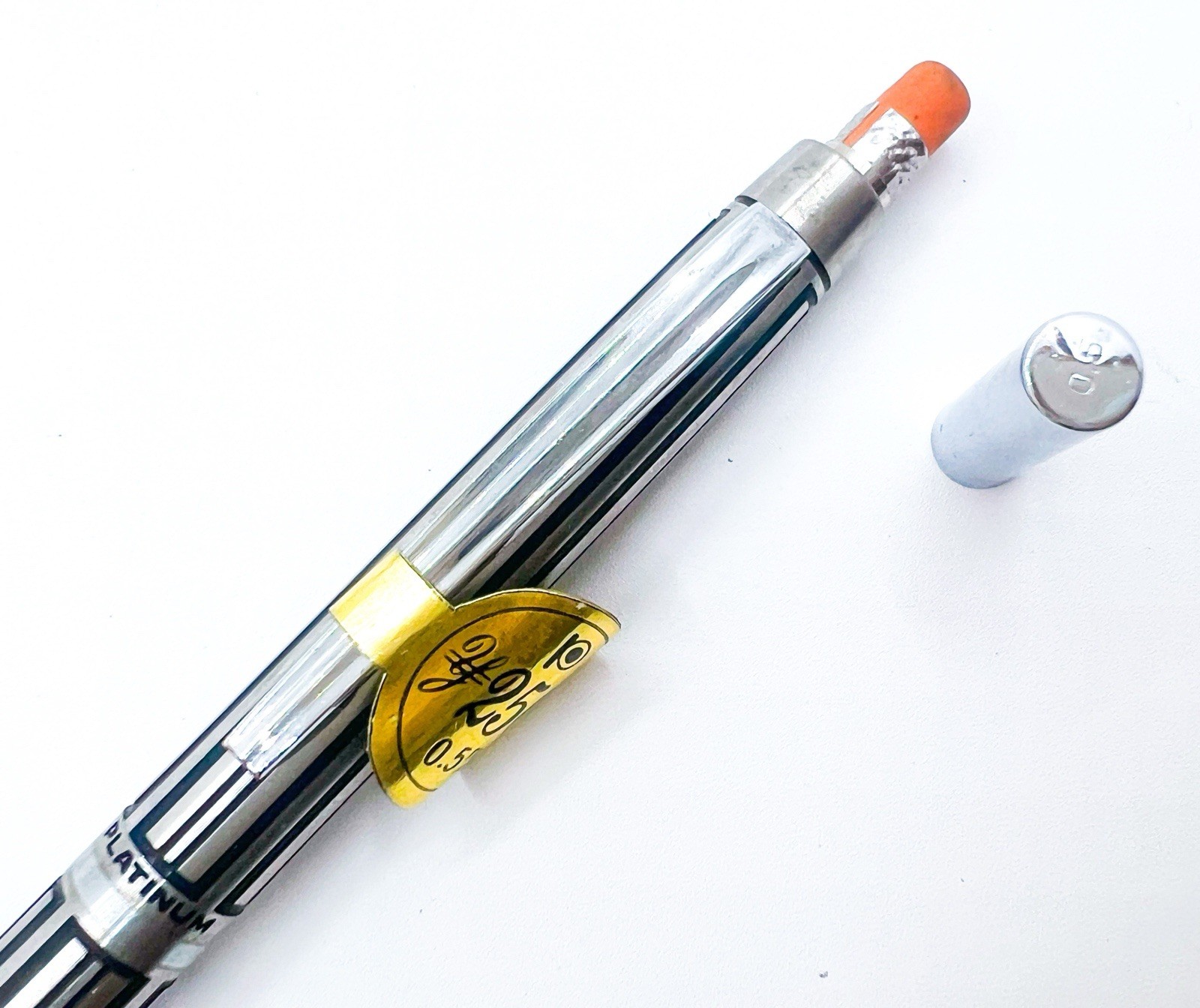 NOS platinum Mechancial Pencil Etched streak Full Metal 0.5mm 0.5 With Price Tag
