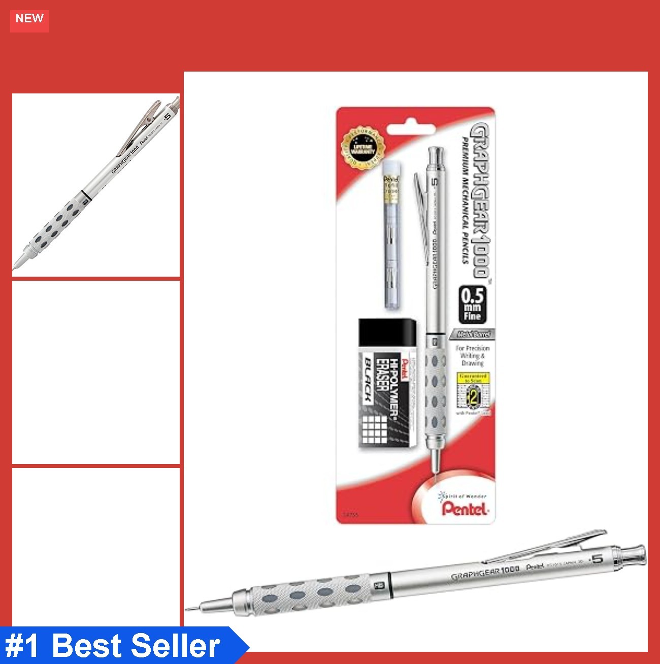 Mechanical Drafting Pencil 0.5mm Metallic Grip Retractable Lead Hardness