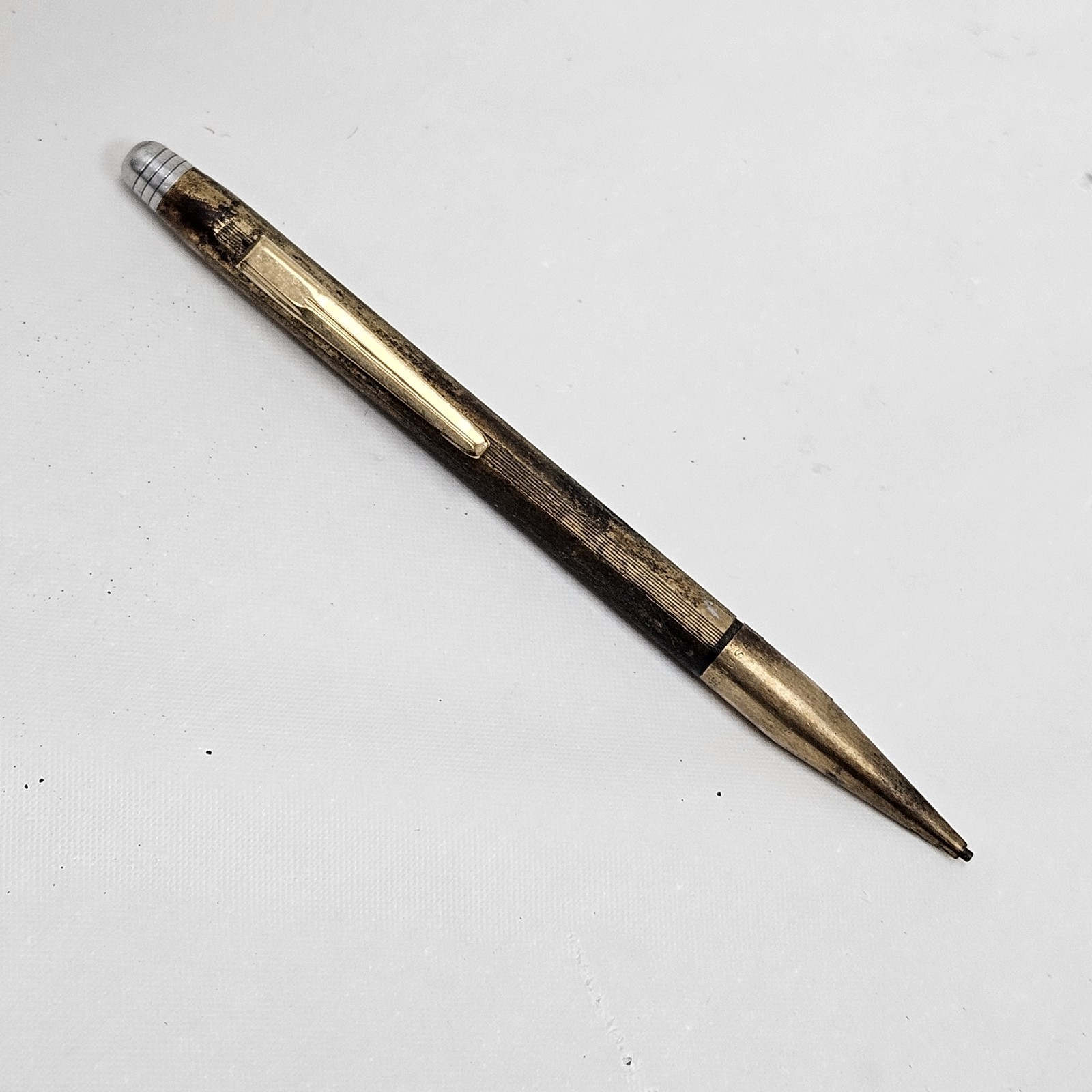 Vintage AXT Gold Tone Mechanical Lead Mini Pencil Art Deco Made In USA