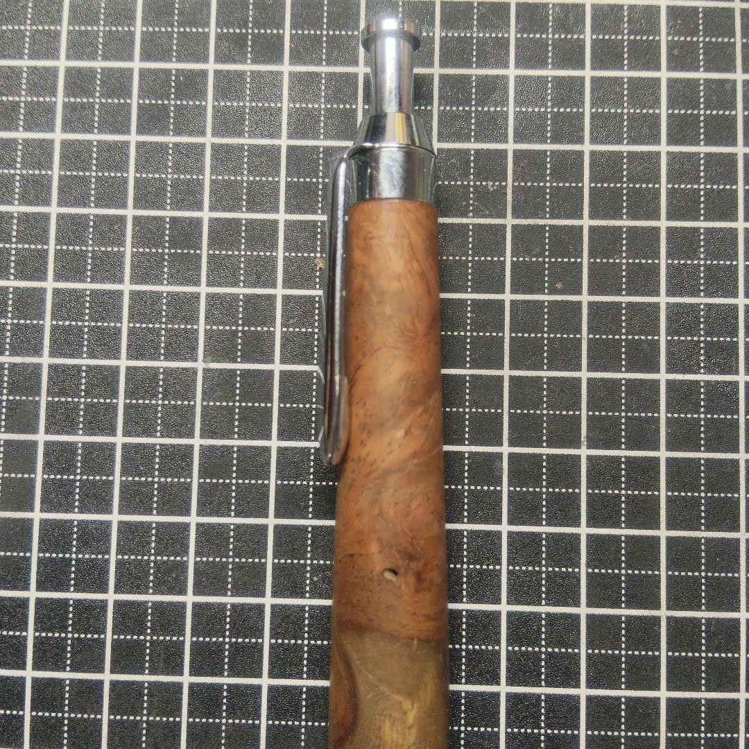 Handmade wood-shaft mechanical pencil, quince, red and white, 0.5mm, brass