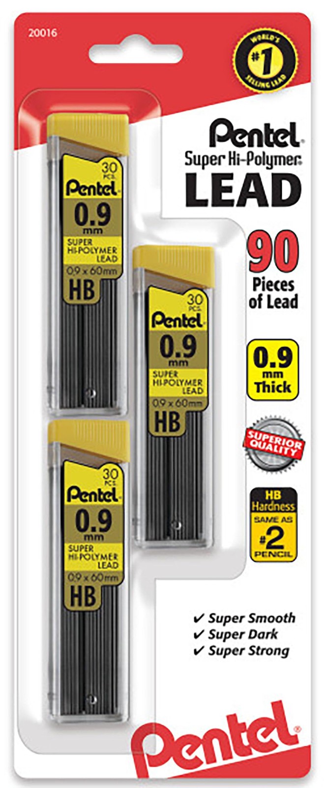 Pentel Super Hi Polymer HB Lead 30 Count Pack of 3 for Mechanical Pencils