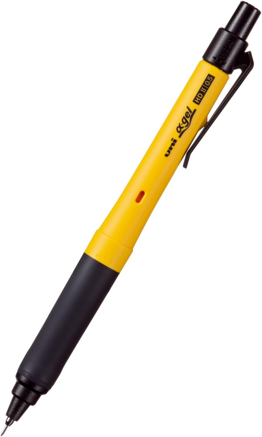 0.5mm Mechanical Pencil Soft Gel Grip Rotating Lead Yellow Writing Pen