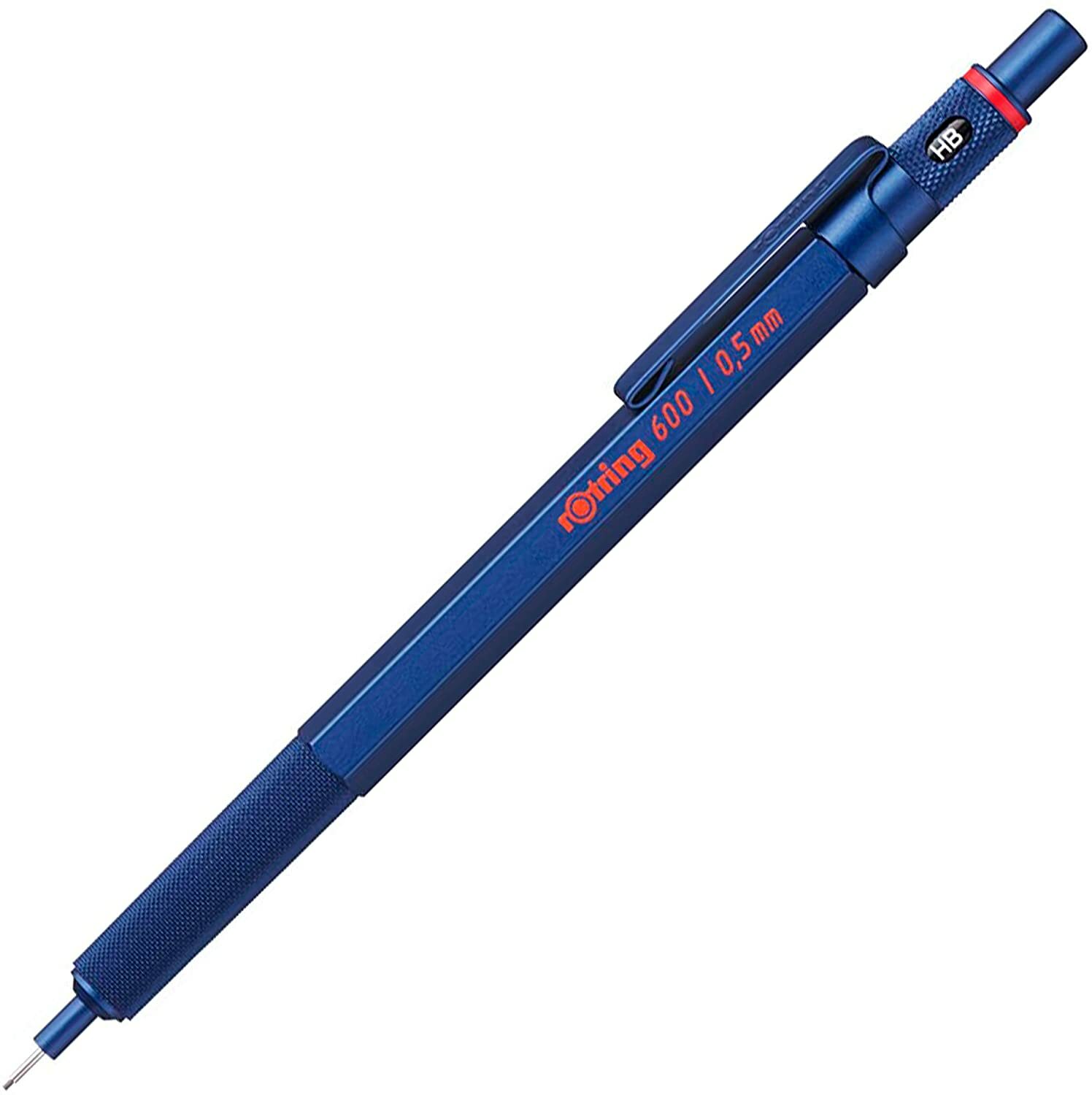 Rotring 600 Mechanical Pencil 0.7 Blue All-Metal Body Hexagonal Barrel New In Bx
