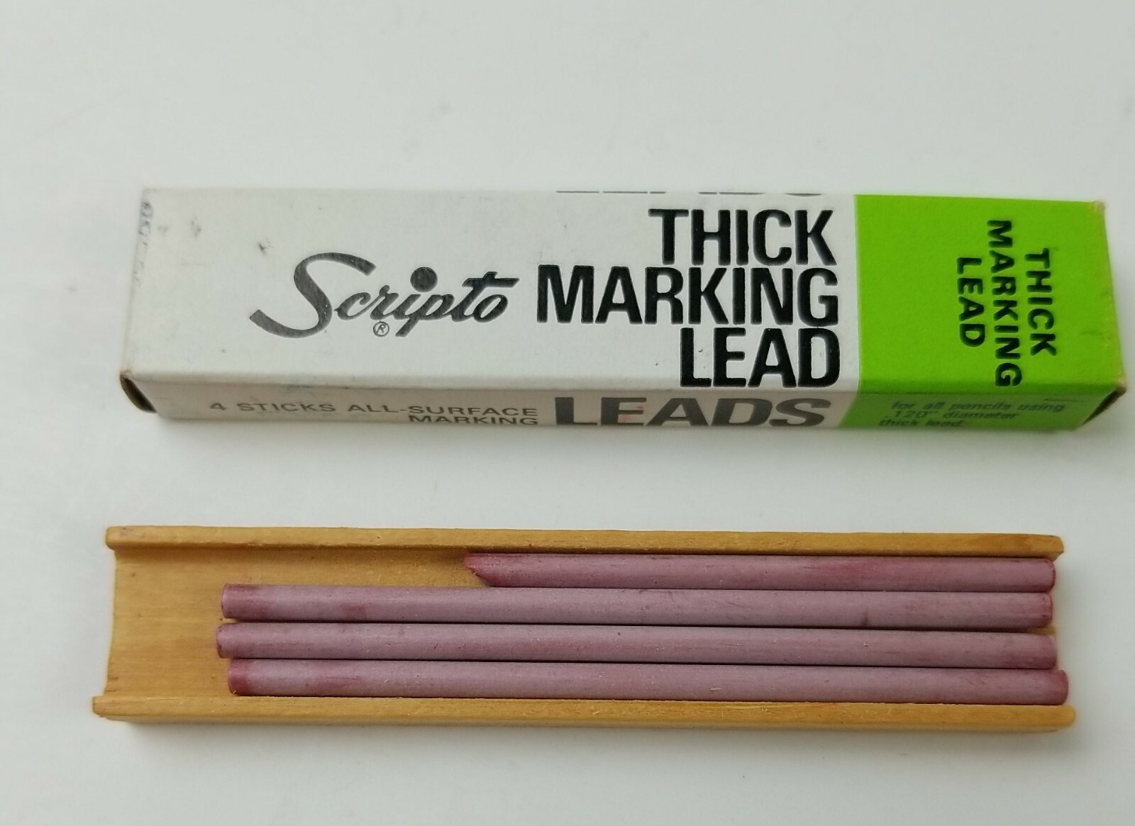 VINTAGE SCRIPTO 4 STICKS THICK MARKING LEAD G440 RED .120″ (0.3MM) THICK
