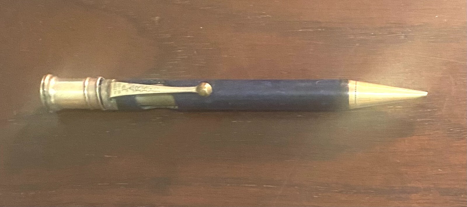 ANTIQUE PARKER DUOFOLD MECHANICAL PENCIL, GOLD PLATED PARTS, BLACK BARREL, c1920