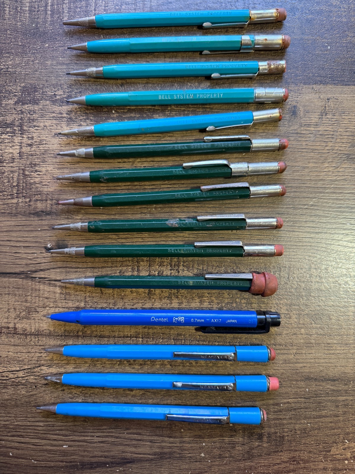 Vintage Lot of 11 Bell System Property Mechanical Pencils + 3 Wearever 1 Pentel
