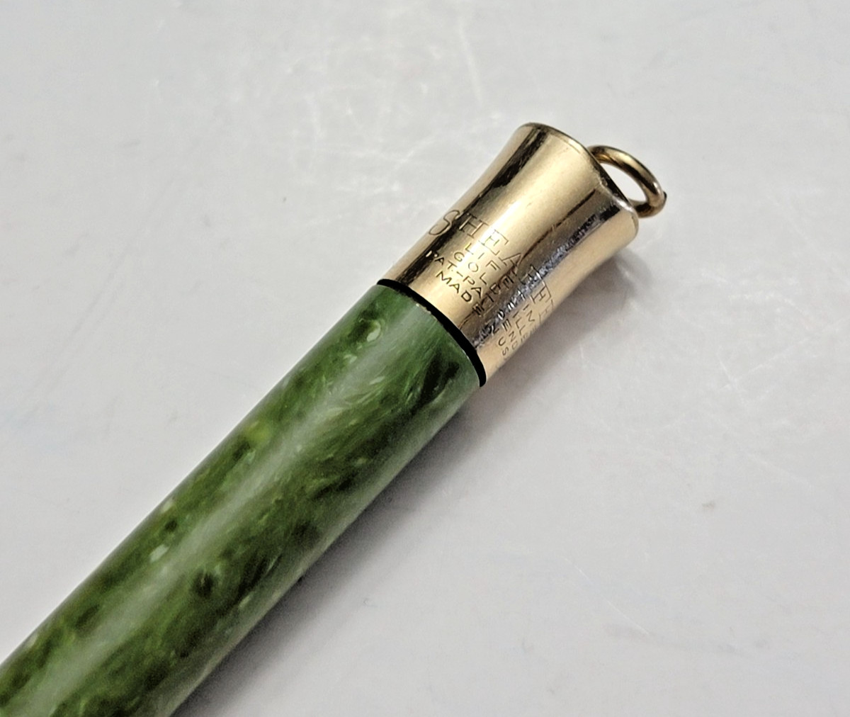 1920s Sheaffer’s Mini Jade Green Ring Top Gold Filled Mechanical Pencil