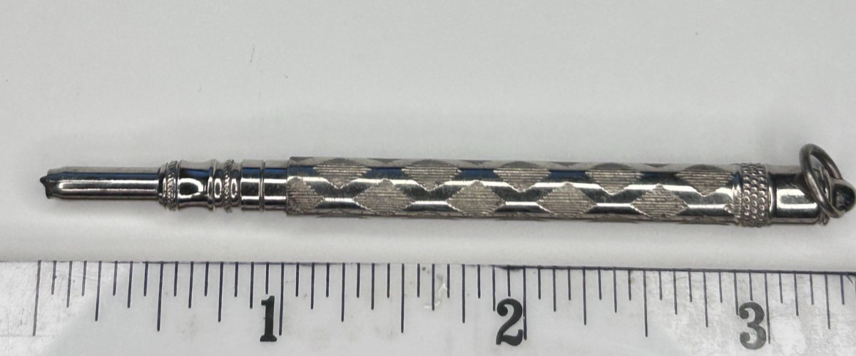 Antique Victorian Sterling Silver Mechanical Chatelaine Pencil Retractable Lead