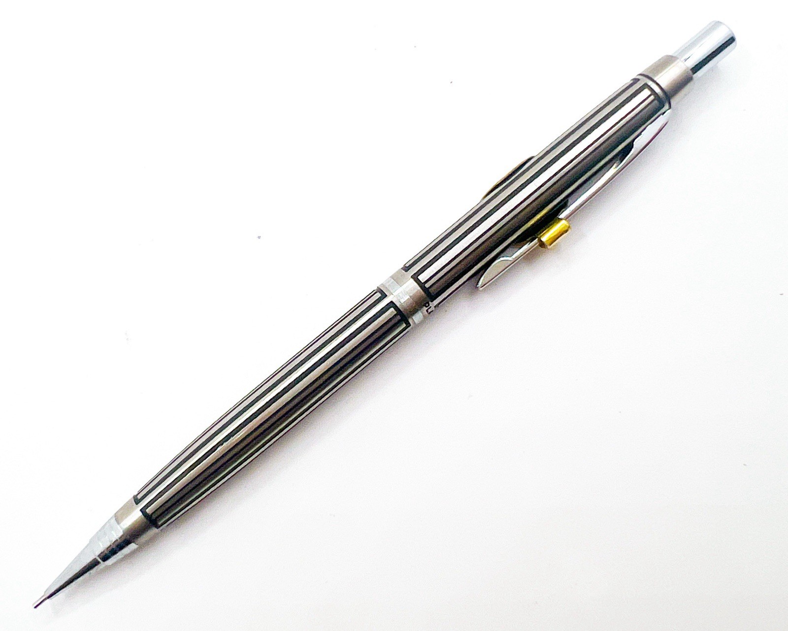NOS platinum Mechancial Pencil Etched streak Full Metal 0.5mm 0.5 With Price Tag