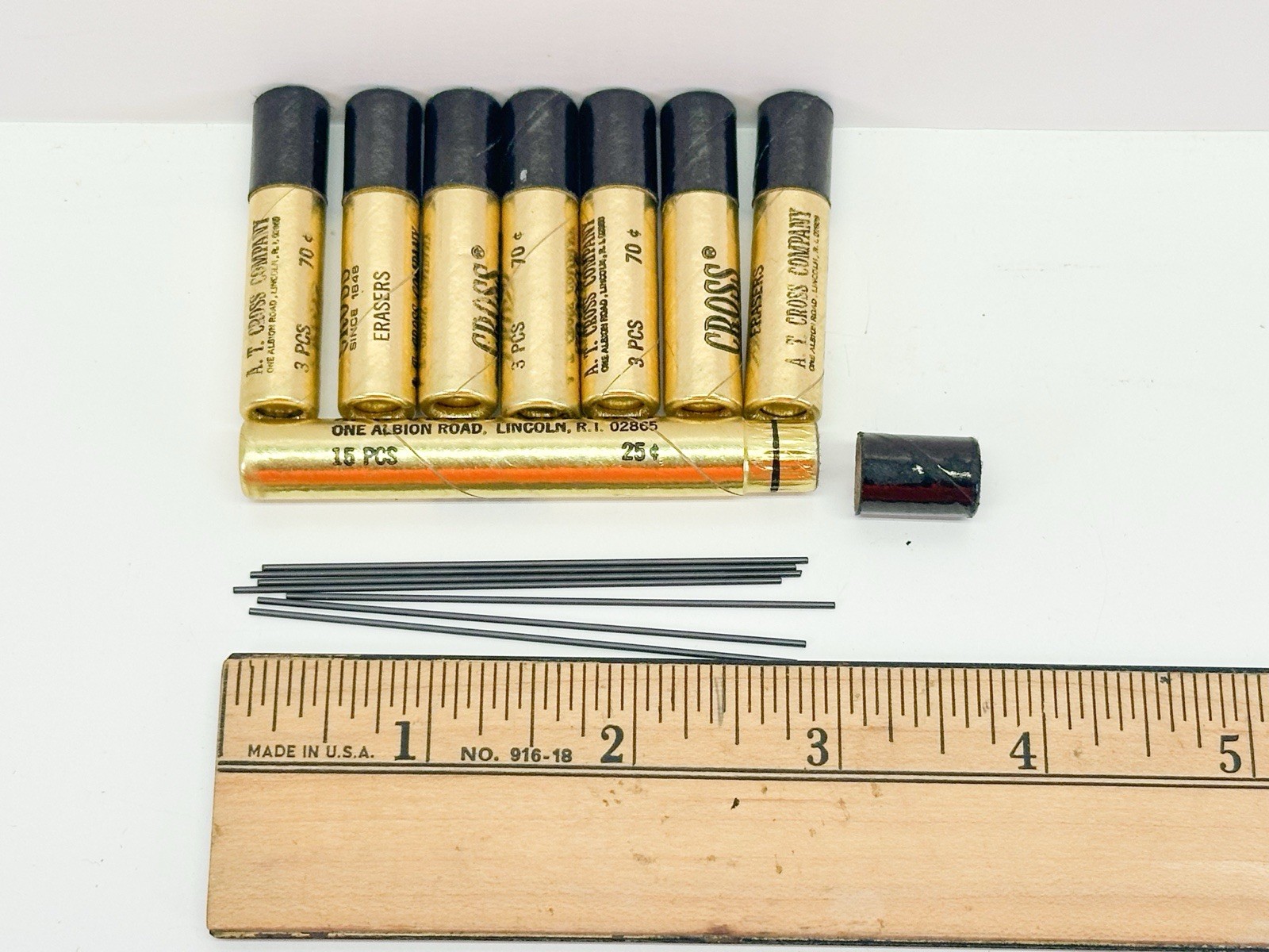 7 Tubes Erasers A. T. Cross Mechanical Pencil 3 Erasers in 1 Tube New Old Stock